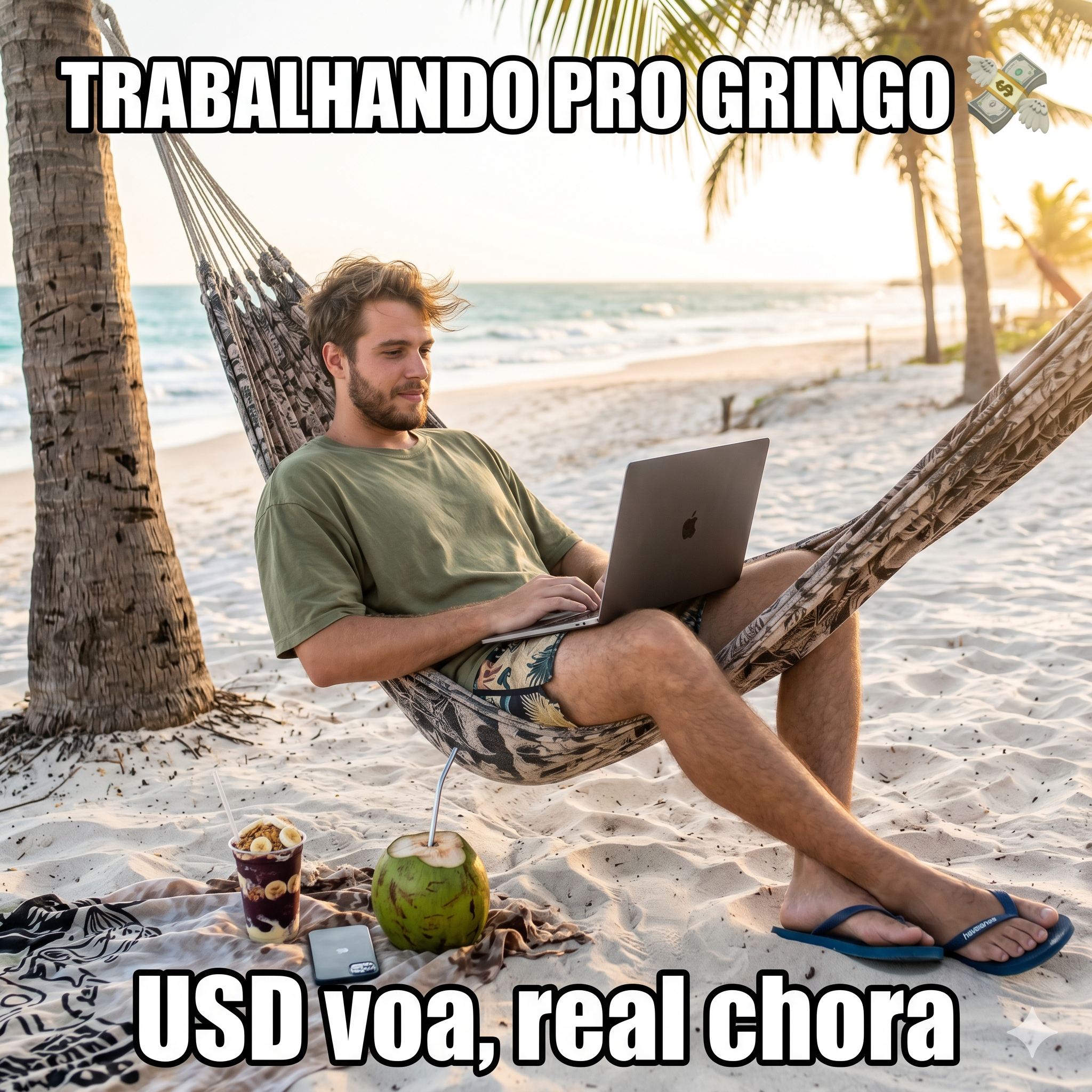 Meme: dev brasileiro trabalhando remoto pra empresa de fora
